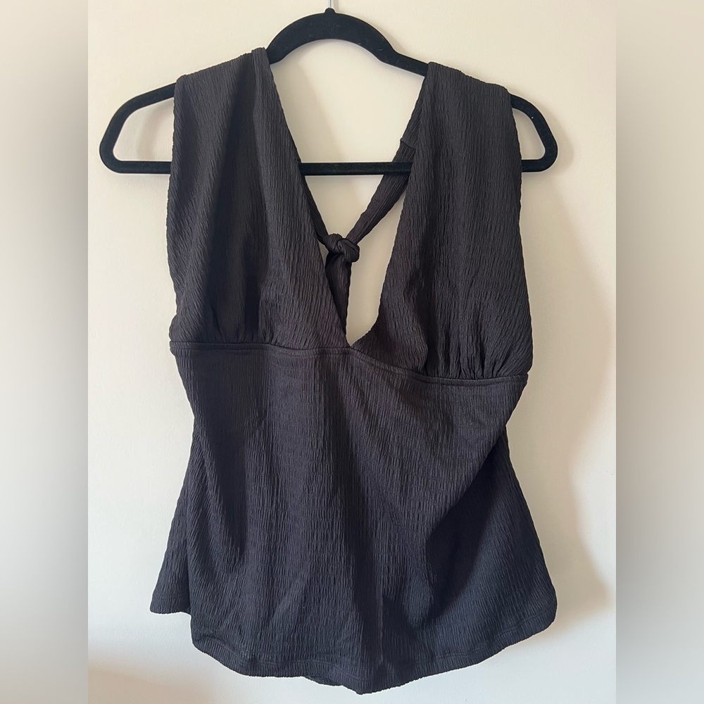 Black Sleeveless Top with Knot Detail